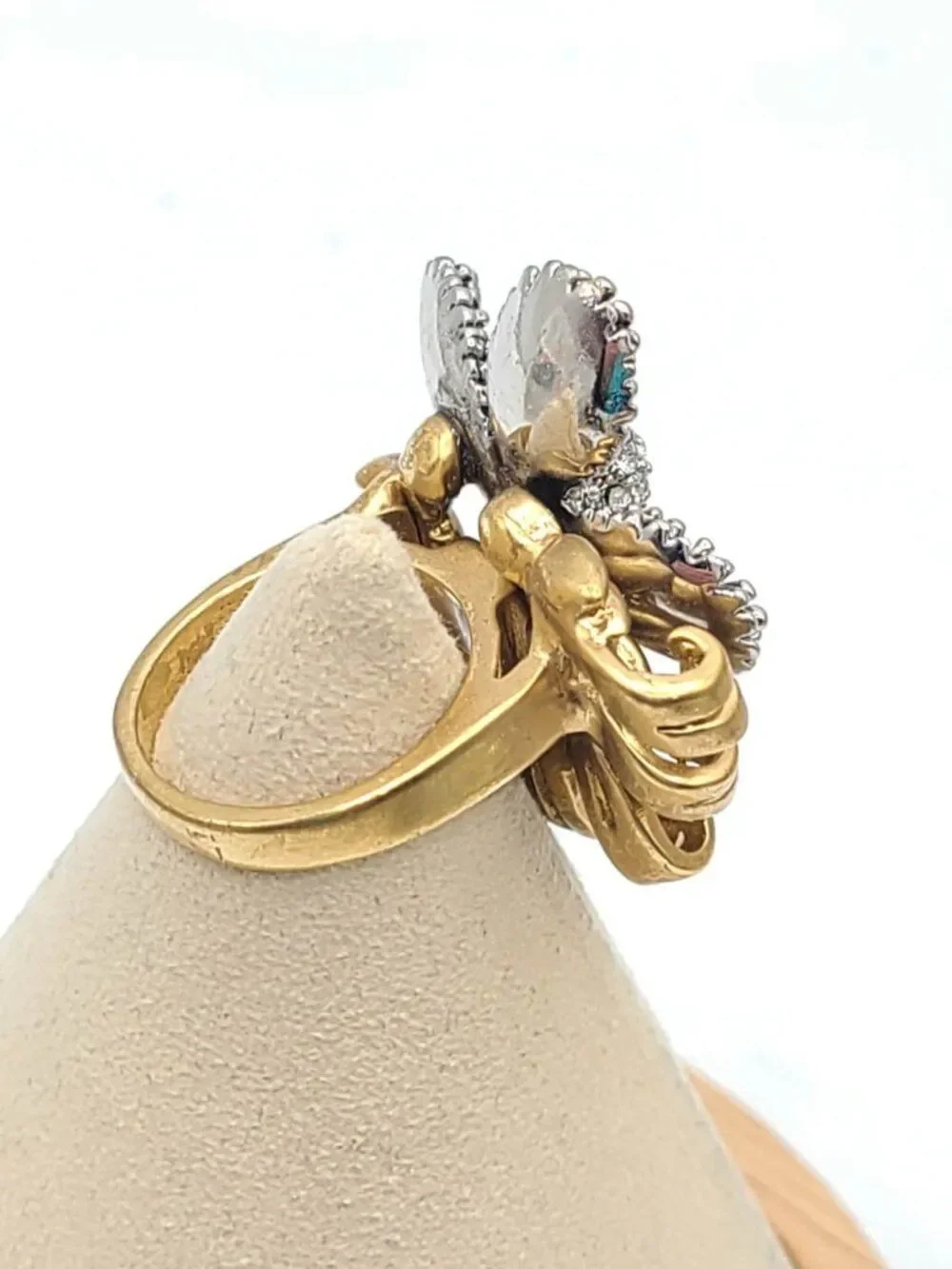 J Crew Gold Tone Pave Crystal Ring size 7